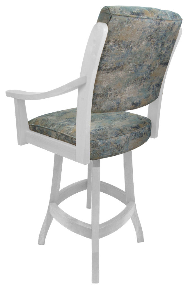 Swivel Counter Wood Bar Stool Casa on S-Base, Poet Sky on White, 26"