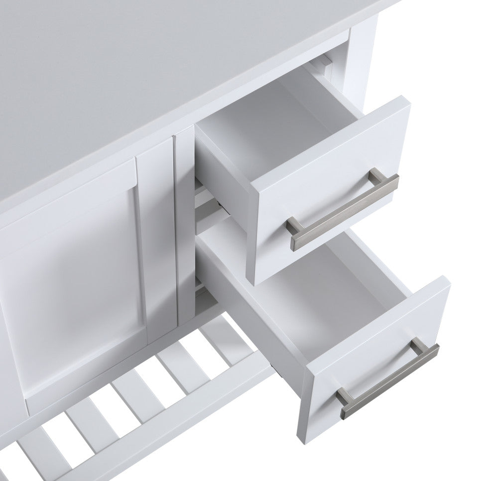 Monaco Bathroom Vanity Base Cabinet Without Top, White, 48", Single Sink