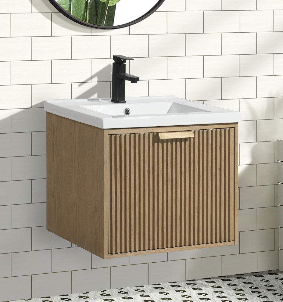 Ari Kitchen and Bath San Diego Bath Vanity, Oak, 24", Floating