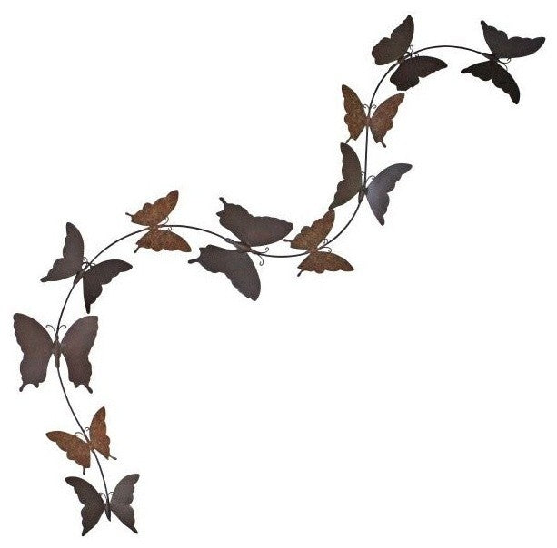 51" Butterfly Swirl Wall Art, Metal Sculpture Plaque