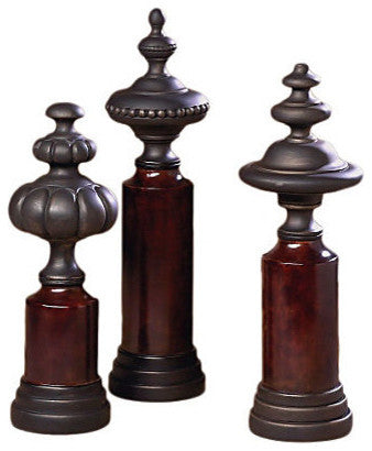 Finials Resin, Bronze, Set Of 3