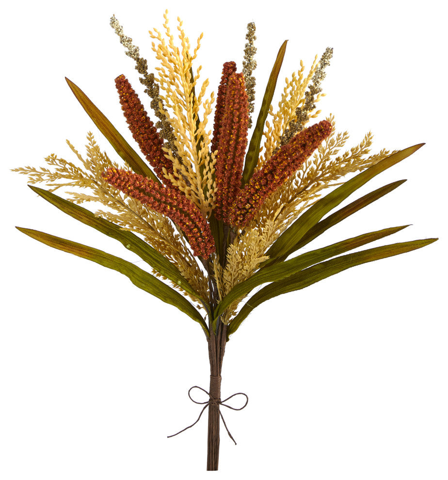 23" Sorghum Harvest Artificial Bush Flower, Set of 3