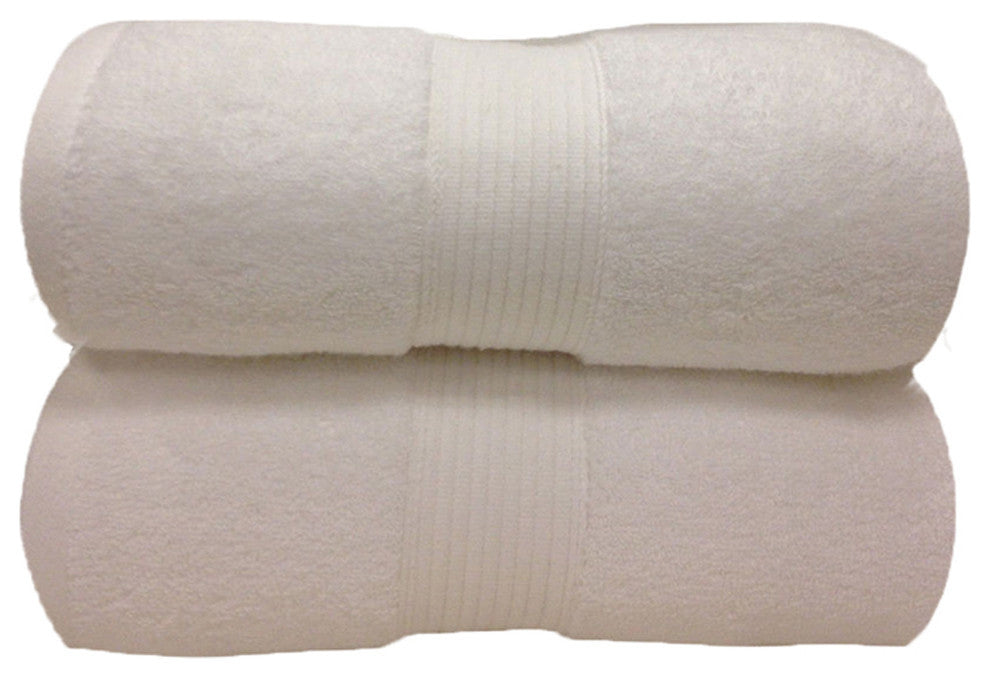 Plush 2PC Soft 100% Cotton Bath Sheets, White