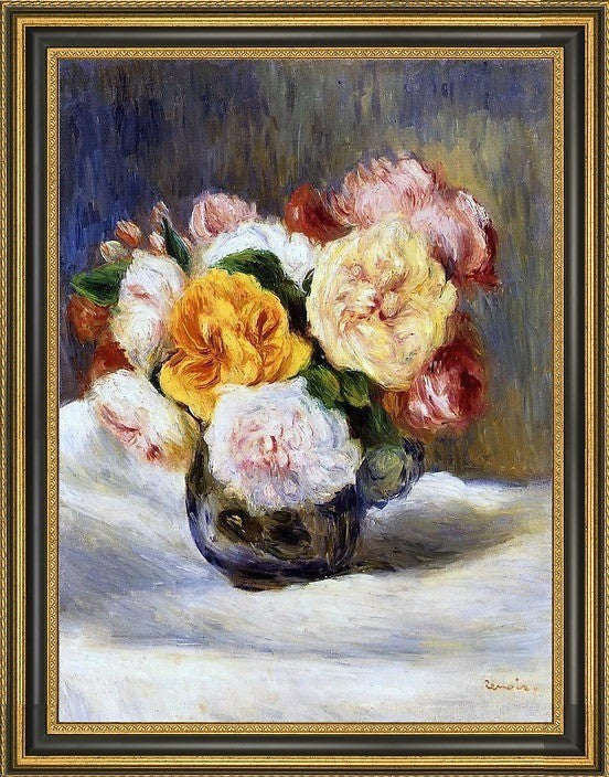 Pierre Auguste Renoir Bouquet of Roses Framed Premium Canvas Print, 18"x24"