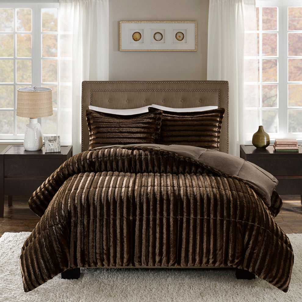 Madison Park Duke Dux Faux Fur 3-Piece Comforter Mini Set