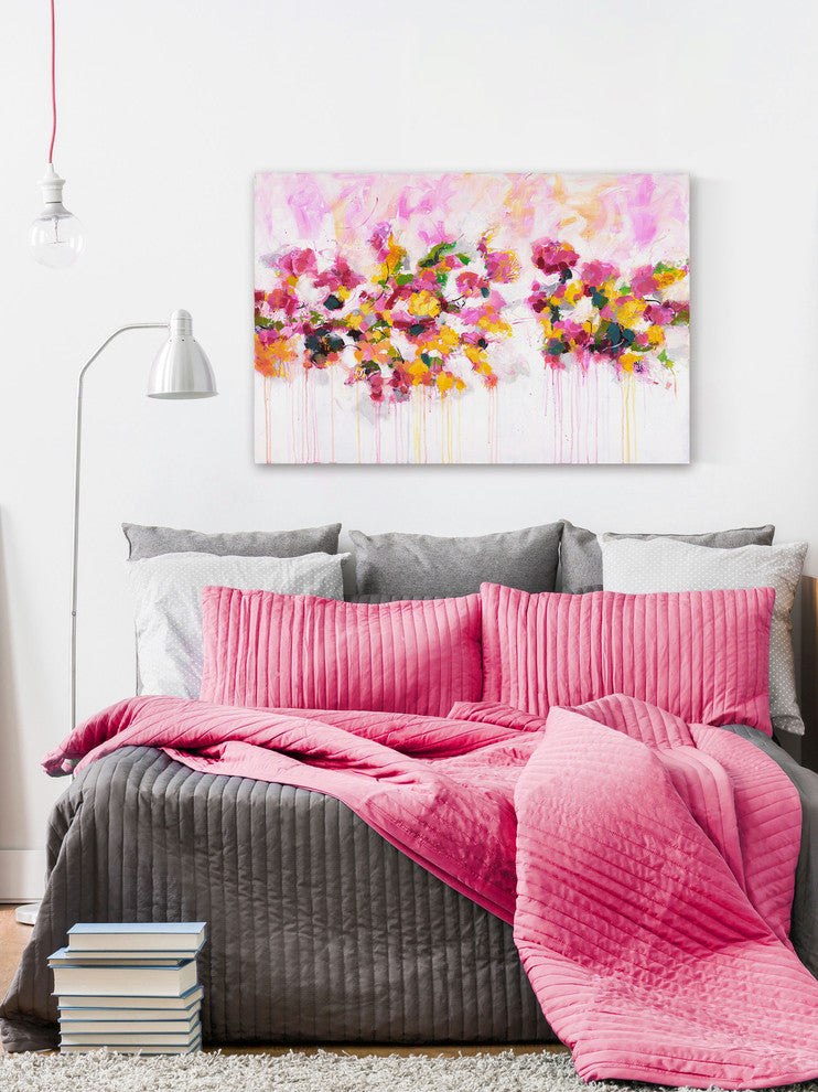 "Blossoming Love" by Julie Joy Painting Print Wrapped Canvas, 18x12