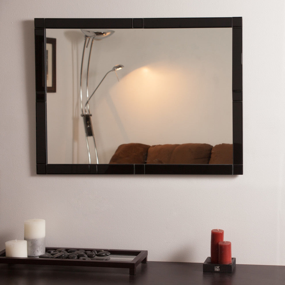 Frameless Beveled Kinana Mirror, Black