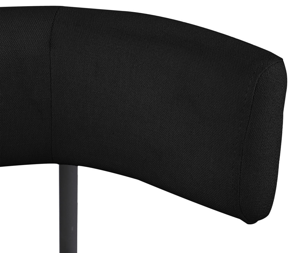 Rivage Durable Linen Textured Fabric Dining Chair, Set of 2, Black, Matte Black Finish