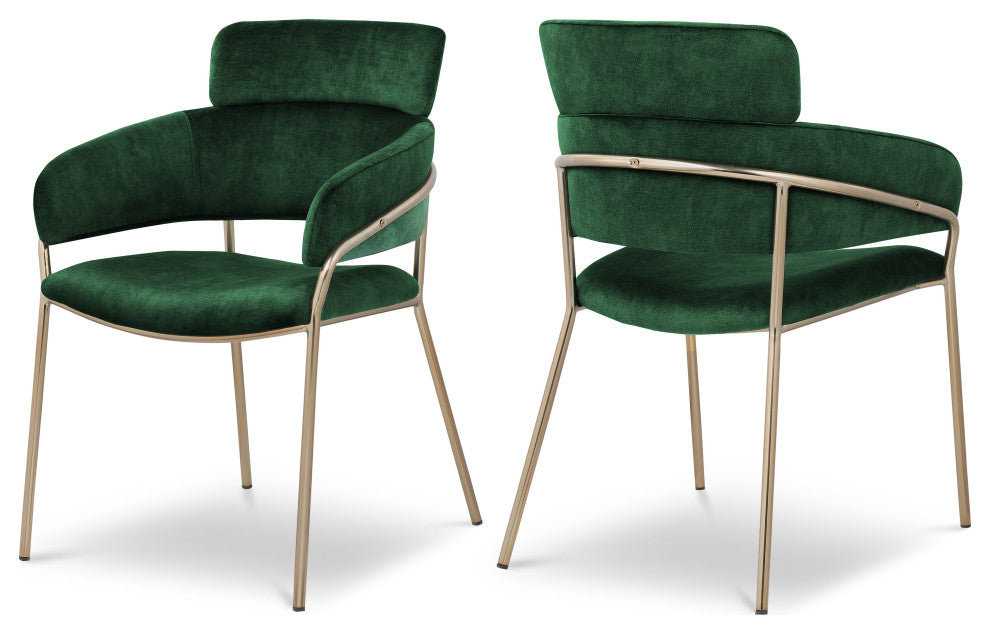 Yara Upholstered Dining Chair (Set of 2), Green, Velvet