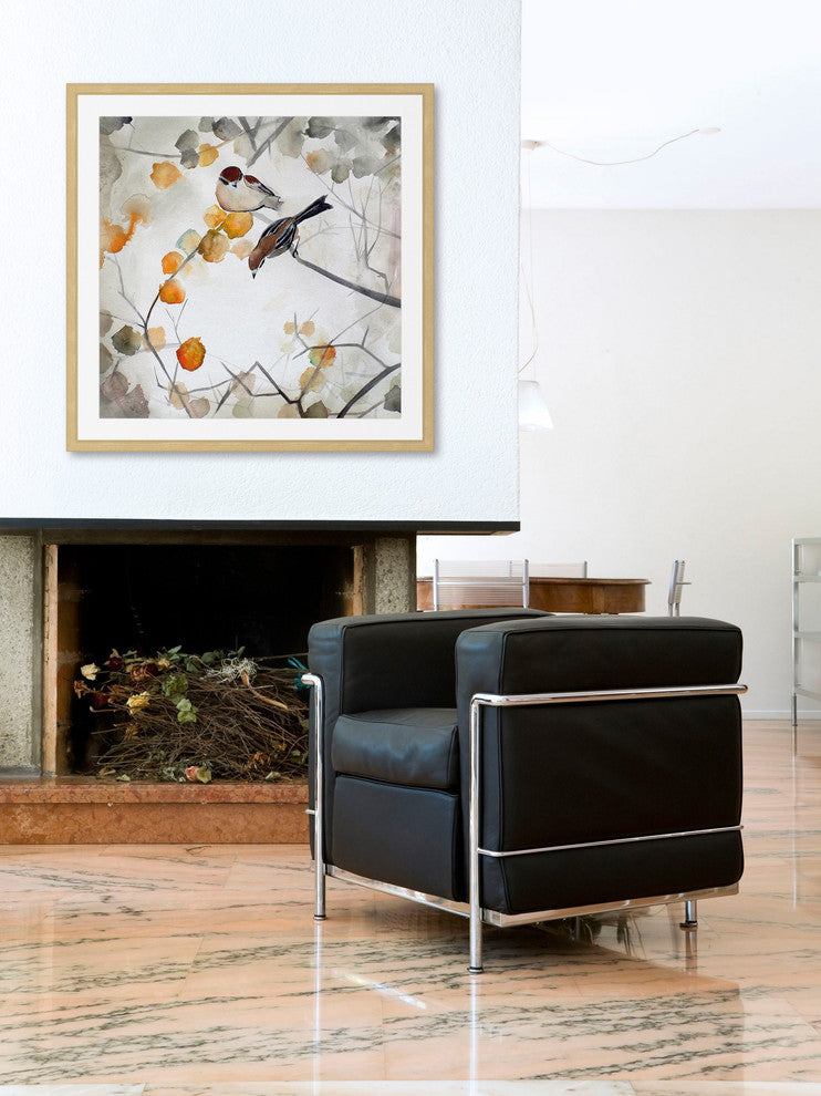 Marmont Hill, "Fall Birds" by Christine Lindstrom Framed Painting Print, 24x24