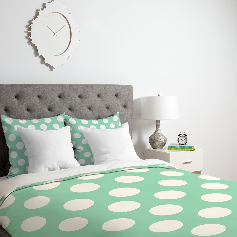 Deny Designs Allyson Johnson Mintiest Polka Dots Duvet Cover - Lightweight