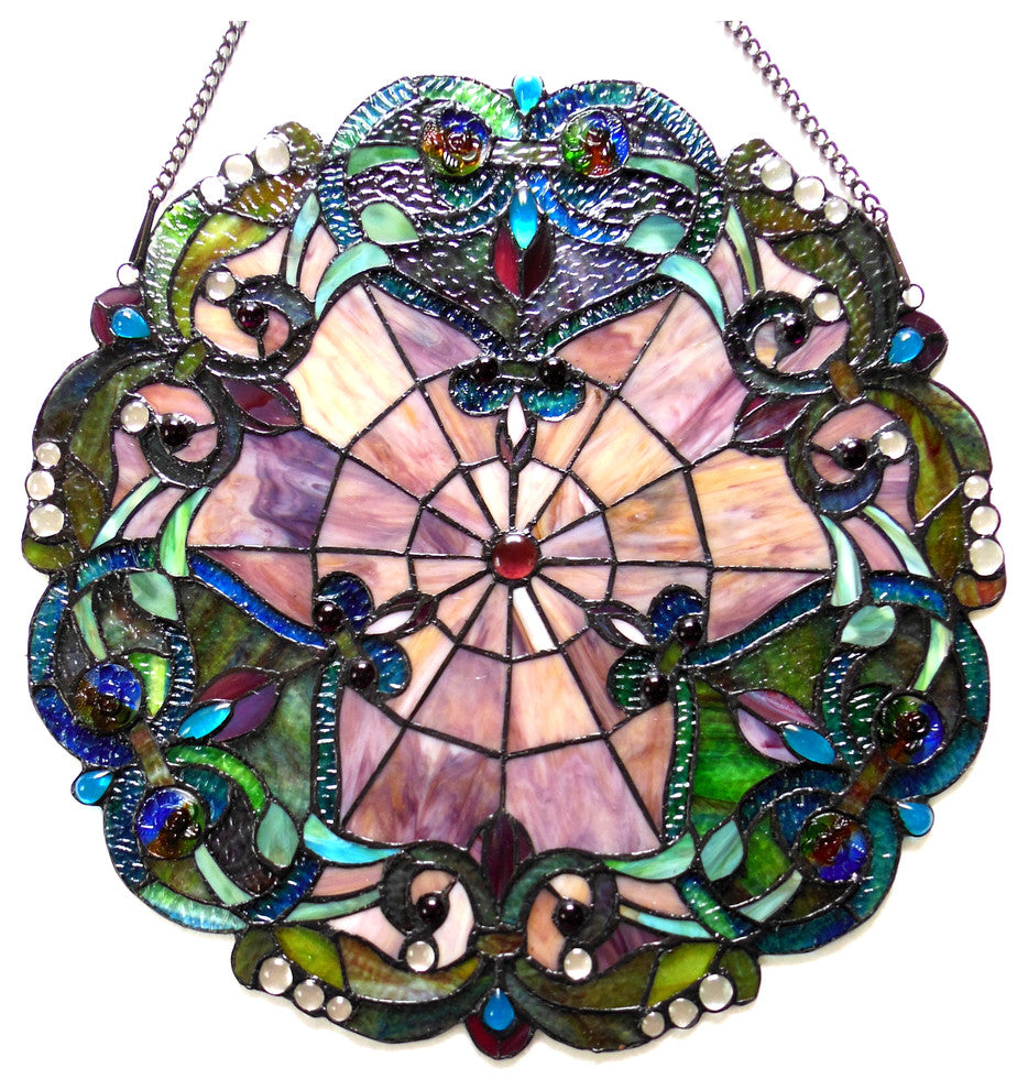 EMILIA Tiffany-glass Victorian Window Panel 20inches