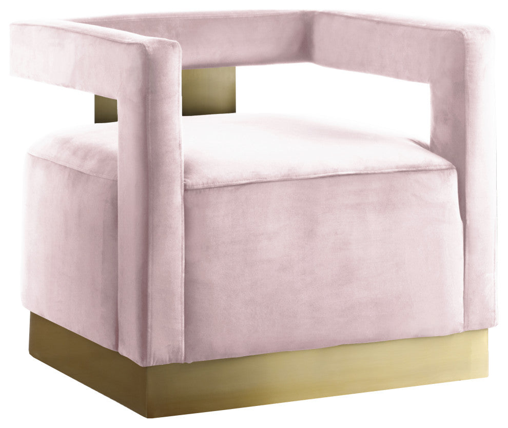Armani Velvet Upholstered Accent Chair, Pink