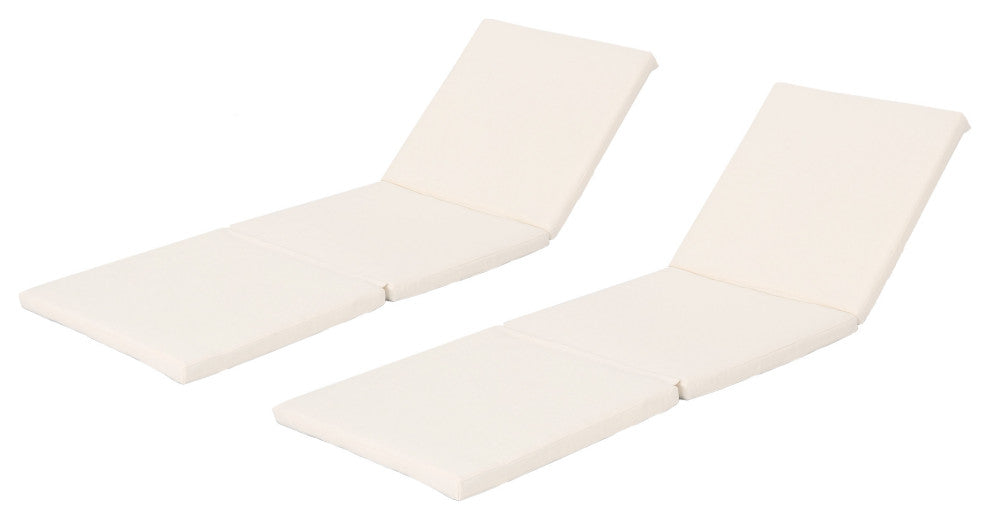 GDF Studio Laraine Outdoor Water Resistant Chaise Lounge Cushion, Cream, Set of 2