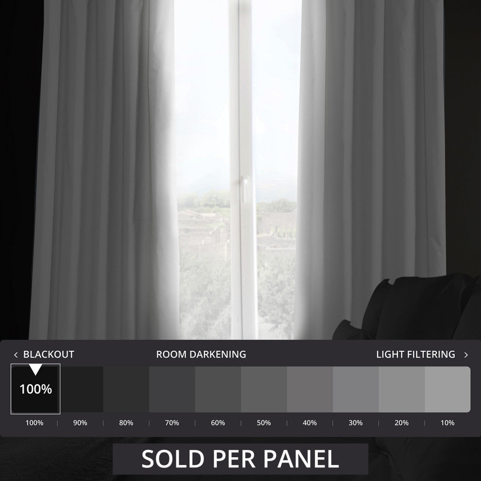Solid Cotton Blackout Curtain Single Panel, White, 50"x96"