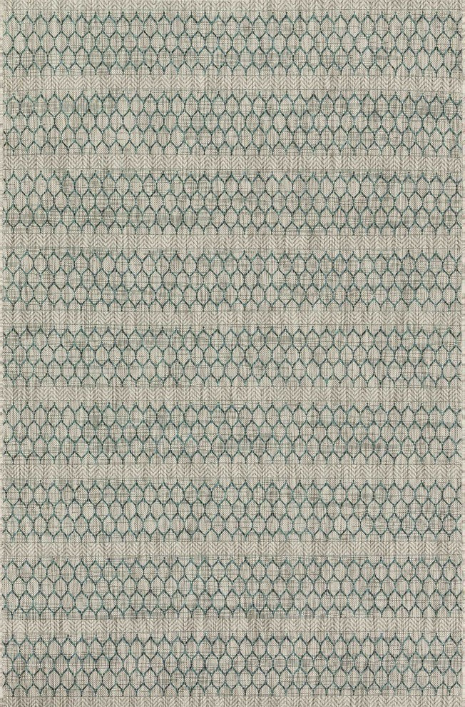 Gray Teal Indoor Outdoor Isle Area Rug by Loloi, 5'3"x7'7"