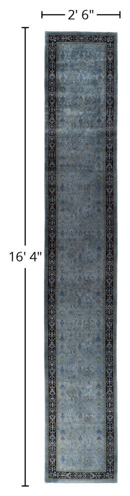Overdyed One-of-a-Kind Hand-Knotted Area Rug Black, 2' 6" x 16' 4"
