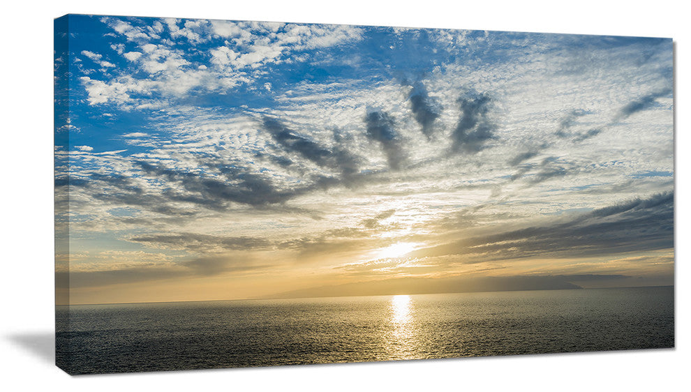 "Sunset Sky Above Atlantic" Oversized Beach Canvas Artwork, 32"x16"