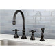 Kingston Brass Widespread Kitchen Faucet With Brass Sprayer, Oil Rubbed Bronze
