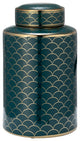 Ceramic 12" Crackle Jar, Lid, Gold