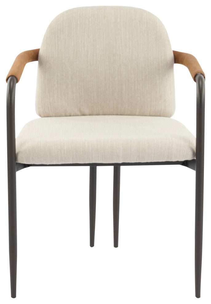 GDF Studio Modern Dining Chair With Iron Frame, Set of 2, Espresso/Beige