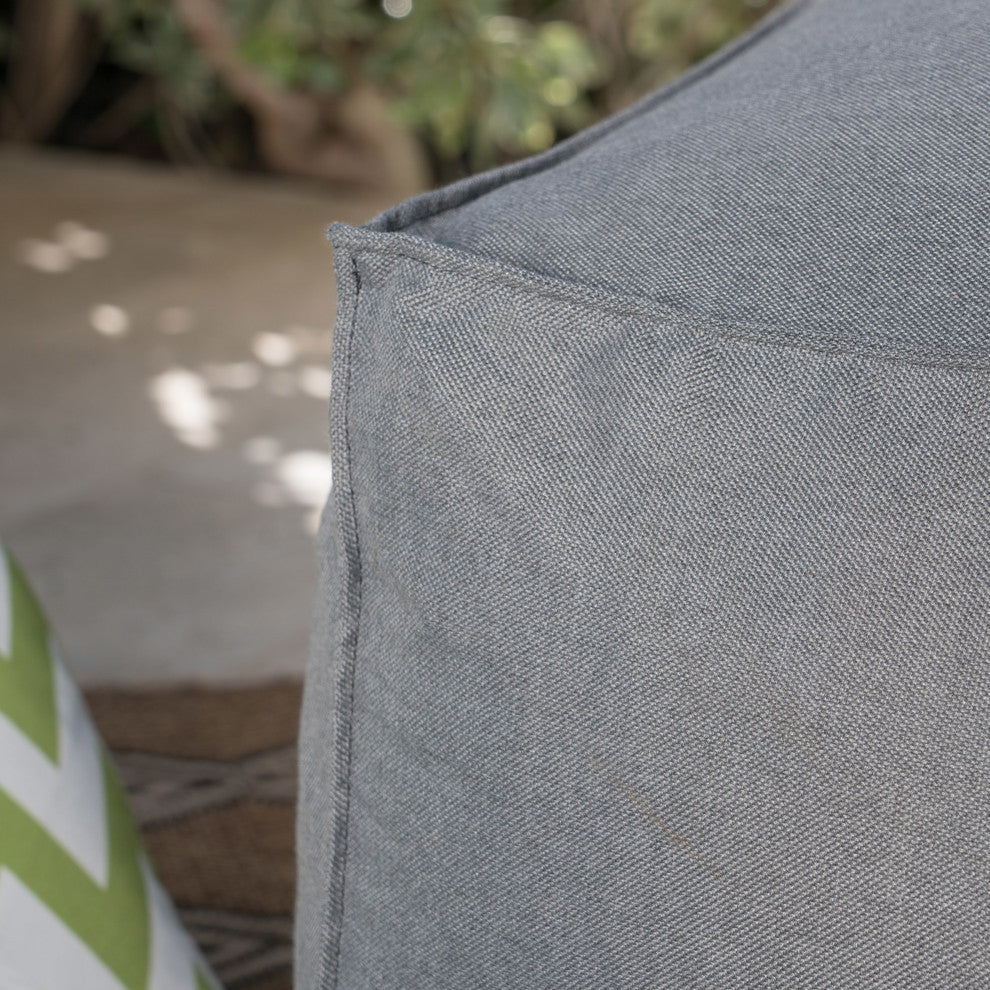 GDF Studio Tulum Outdoor Water Resistant Fabric Bean Bag Lounger, Dark Gray