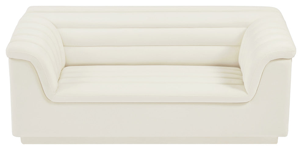 Cascade Upholstered Set, Cream, Velvet, Loveseat