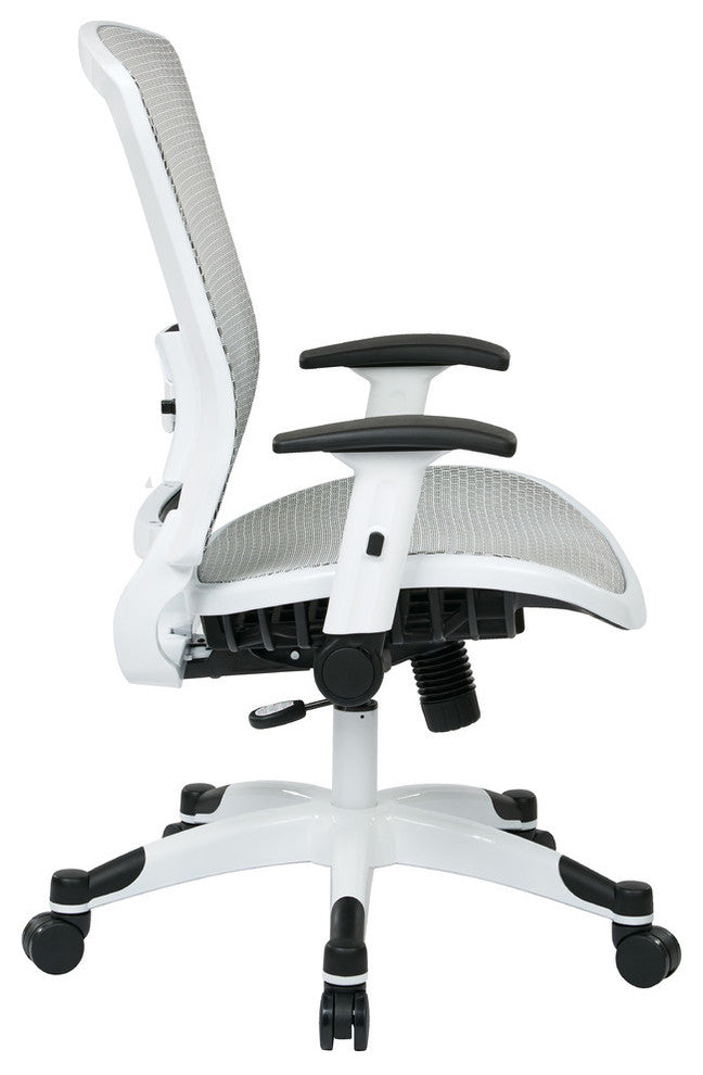 Managers Chair With Padded Mesh Seat and Back, White Frame