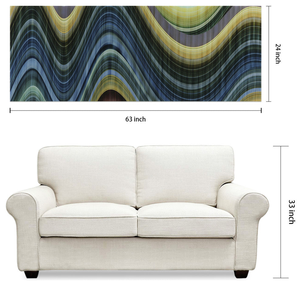 "Rumba 2" Abstract Wall Art on Frameless Free Floating Tempered Glass 63x24