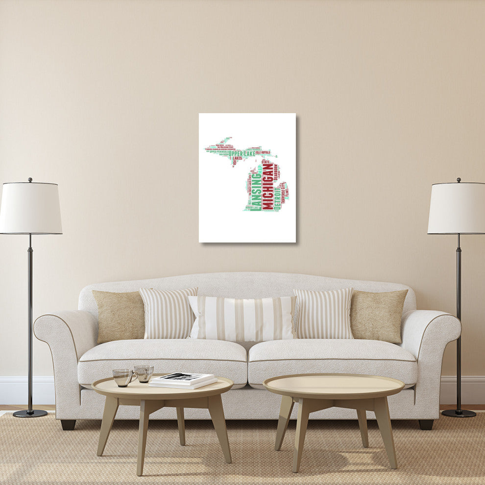 "Michigan Word Cloud Map" Fine Art Print
