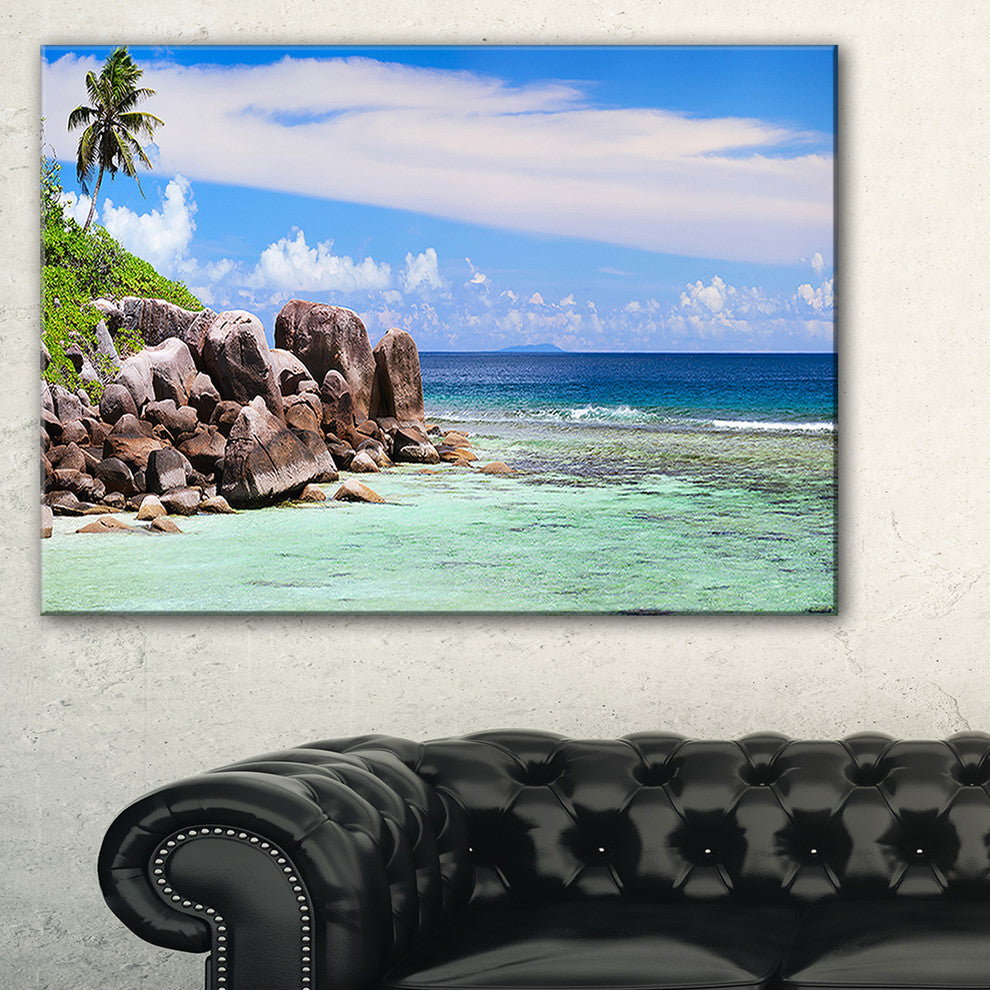 "Beautiful Seychelles Rocky Coast" Landscape Wall Art, 1 Panel, 60"x28"