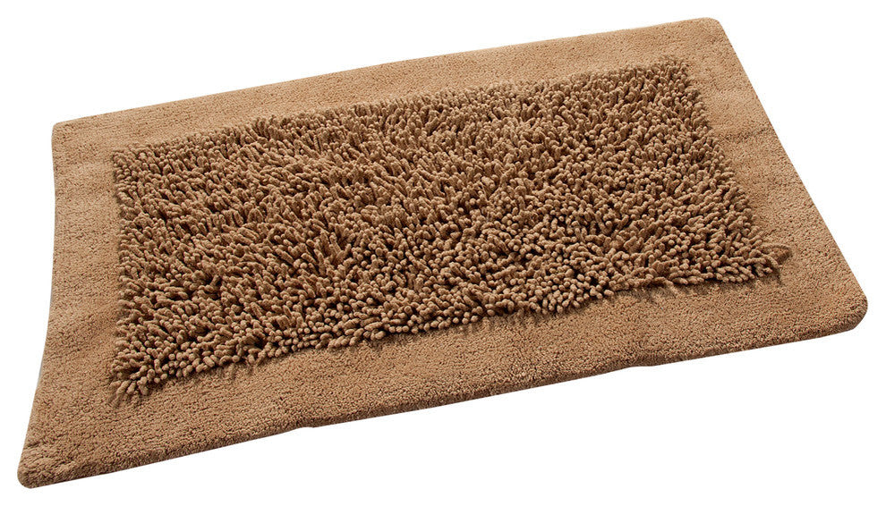 Bath Rug Cotton and Chenille Tufted, 34"x21" and 36"x24", Beige, Pattern Lima