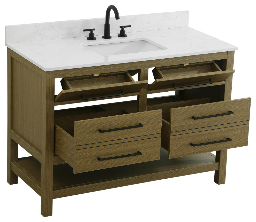 Home Living 48" Single Bathroom Vanity, Chestnut Brown With Backsplash