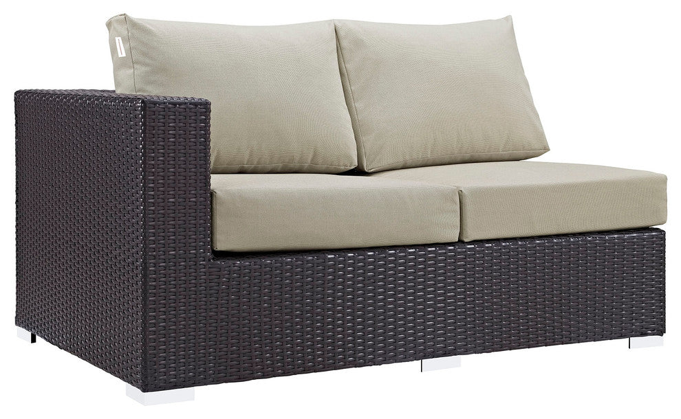 Espresso Beige Convene 7-Piece Outdoor Patio Sectional Set