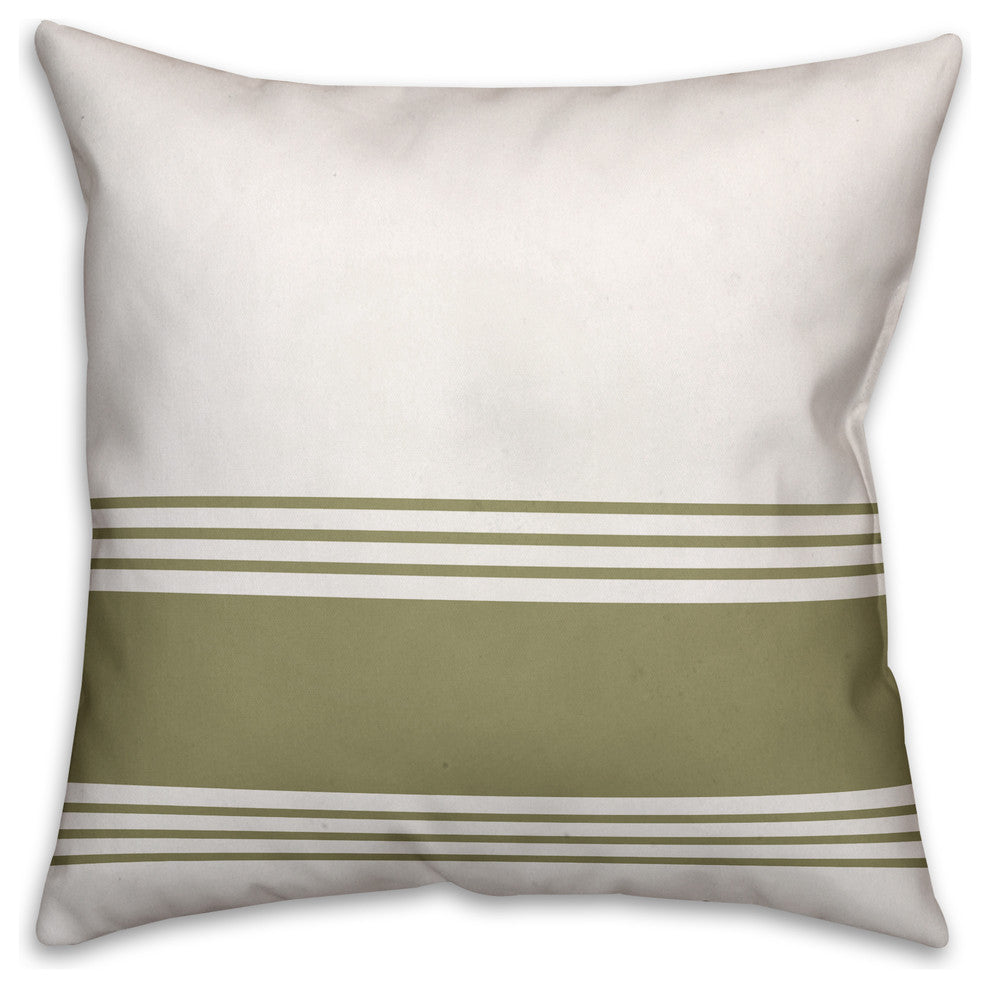 Olive Green Stripes 18x18 Throw Pillow