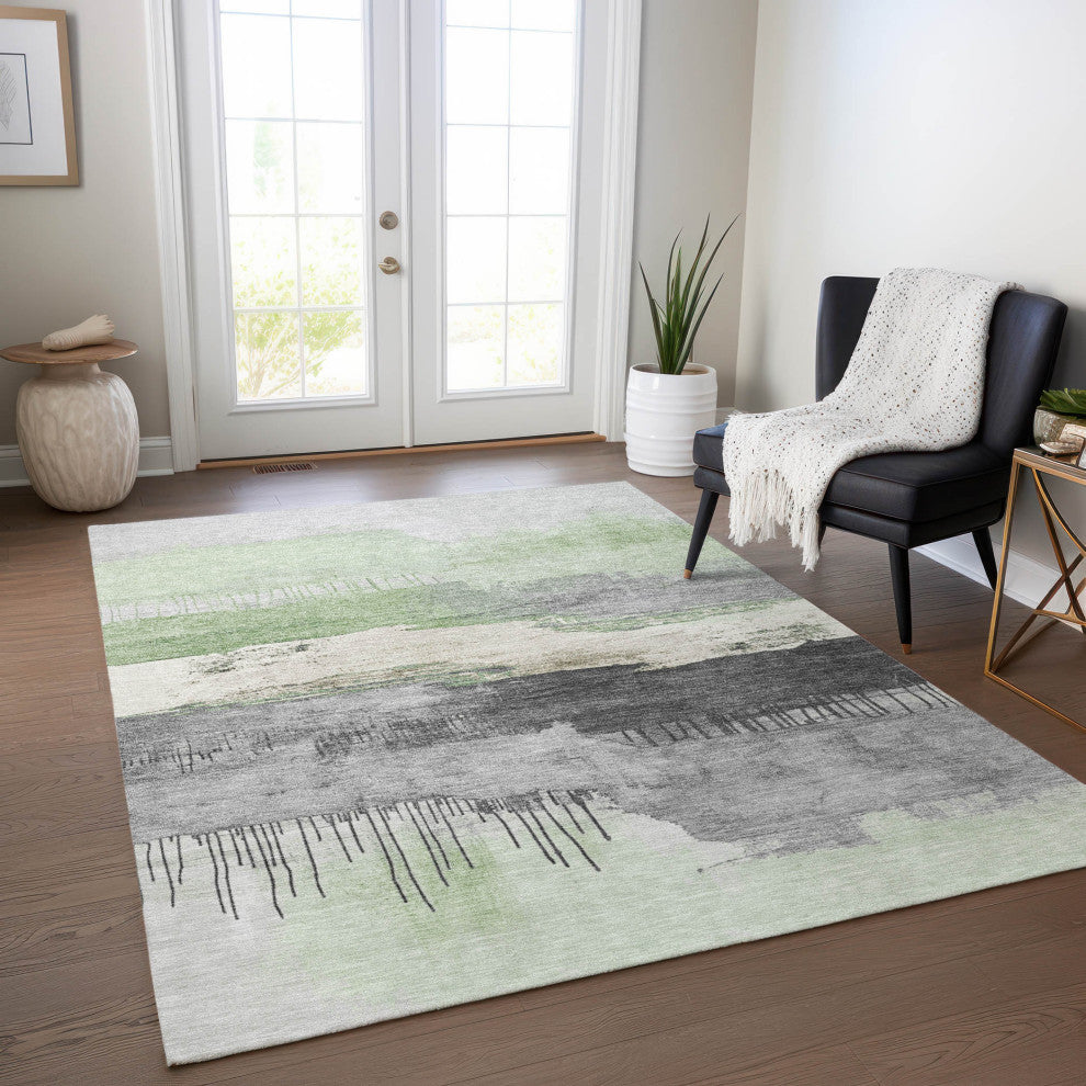 Machine Washable Indoor/Outdoor Chantille ACN1880 Mint 8' x 10' Rug