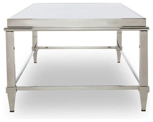 Modrest Agar Modern Glass and Stainless Steel Coffee Table