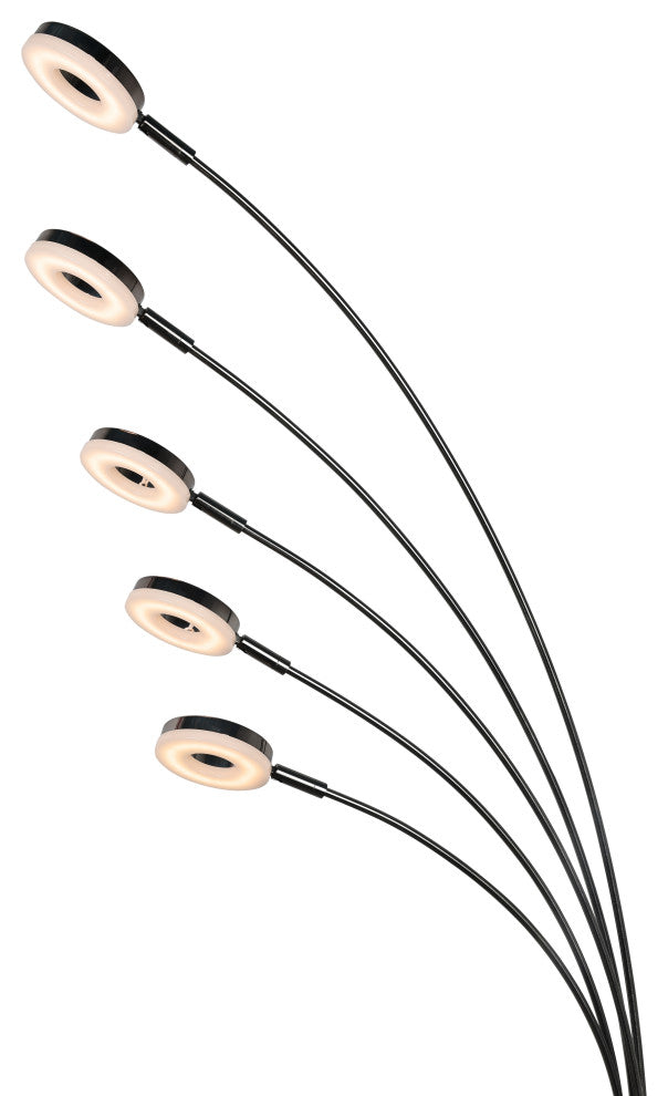 Artiva UFO Super Bright LED 5-Arched Floor Lamp with Touch Dimmer, 73"H