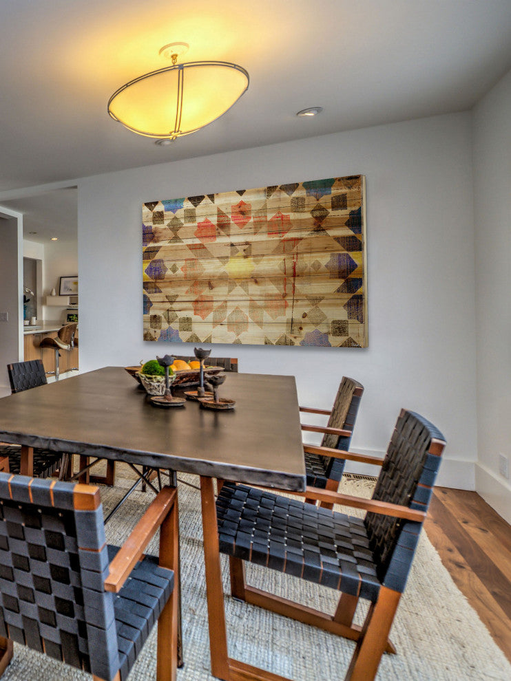 "Geometric Bloom" Print on Natural Pine Wood, 45"x30"