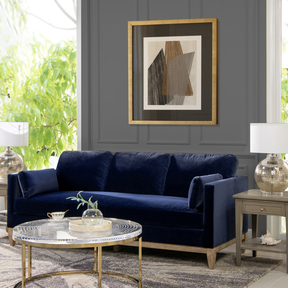 Knox 84" Modern Farmhouse Sofa, Dark Navy Blue Performance Velvet