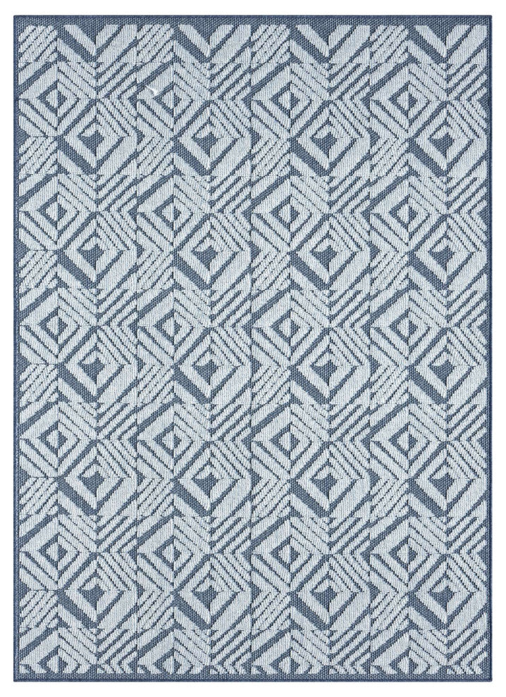 Nimes Diamond Tile Cascade Area Rug, Dark Blue, 2'3''x3'3''