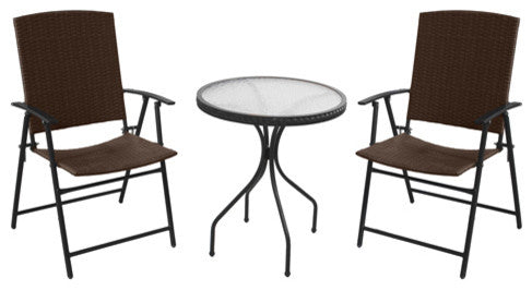 Az Patio Heaters Three Piece Patio Set, Dark Brown Wicker