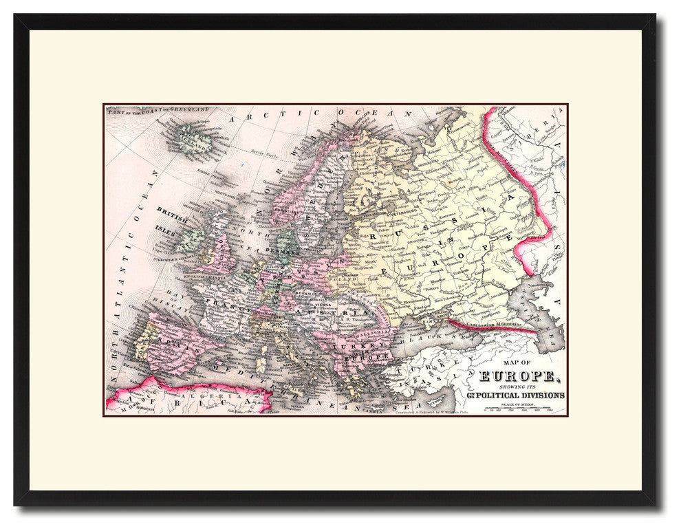 Europe Vintage Antique Map Wall Art, 16"x21"