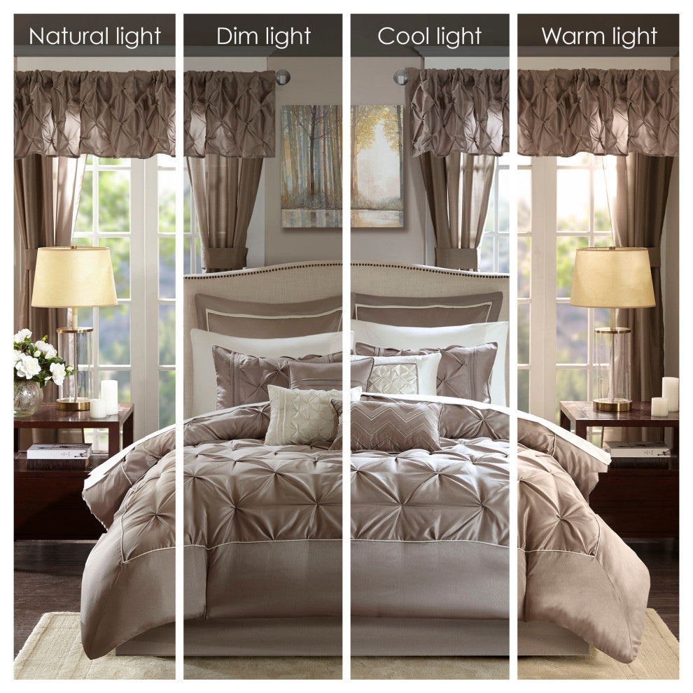 Madison Park Essentials Joella 24 Piece Room, a Bag, Taupe