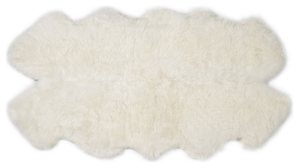 Genuine Sheepskin Rug, Ivory, Four Pelt