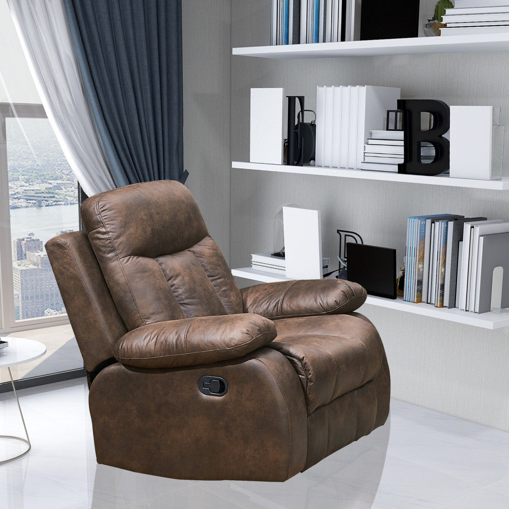 Betsy Furniture Microfiber Reclining Chair Rocker, Brown