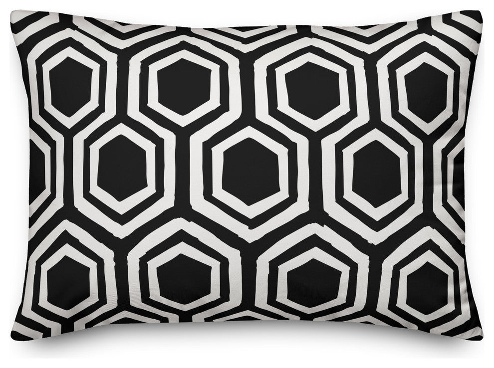Black and White Honeycomb 14x20 Lumbar Pillow