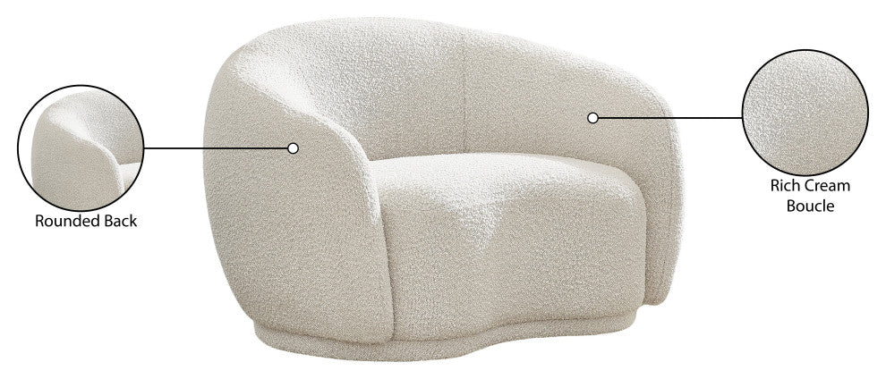 Hyde Boucle Fabric Upholstered, Cream, Chair