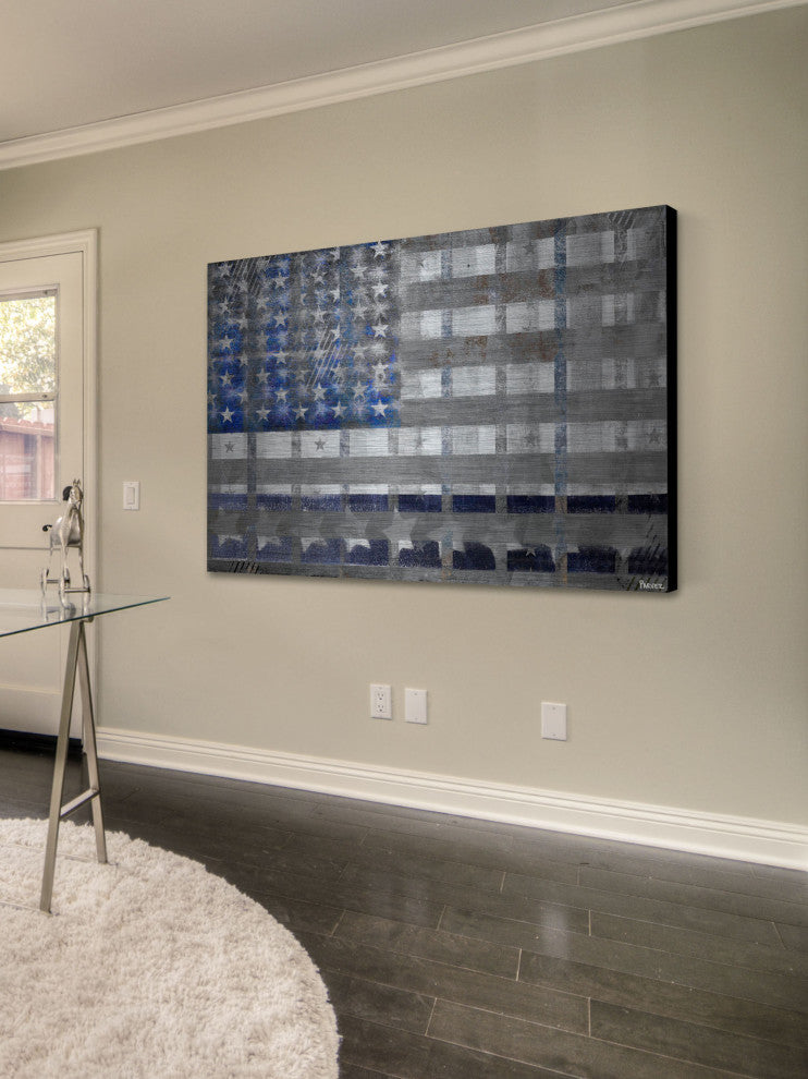 "Blue America" Print on Brushed Aluminum, 36"x24"