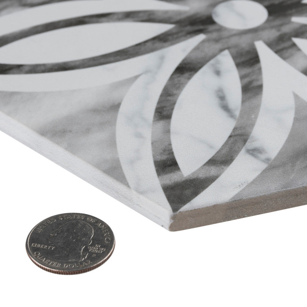 Classico Bardiglio Hexagon Lily Porcelain Floor and Wall Tile